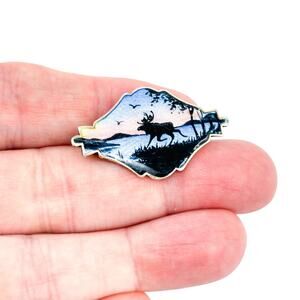 Vintage Ivar T. Holth Guilloché Moose Brooch | Norway Sterling Silver Pin